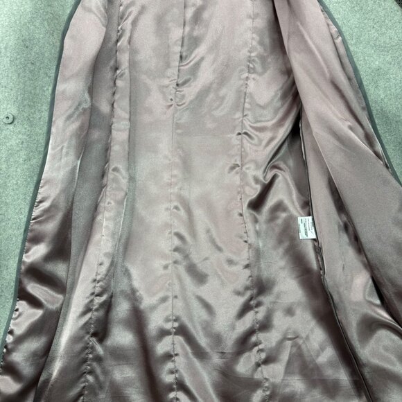 Calvin Klein Womens Grey Wool-Blend Coat With Faux Leather Accents - Size XL - Picture 7 of 9